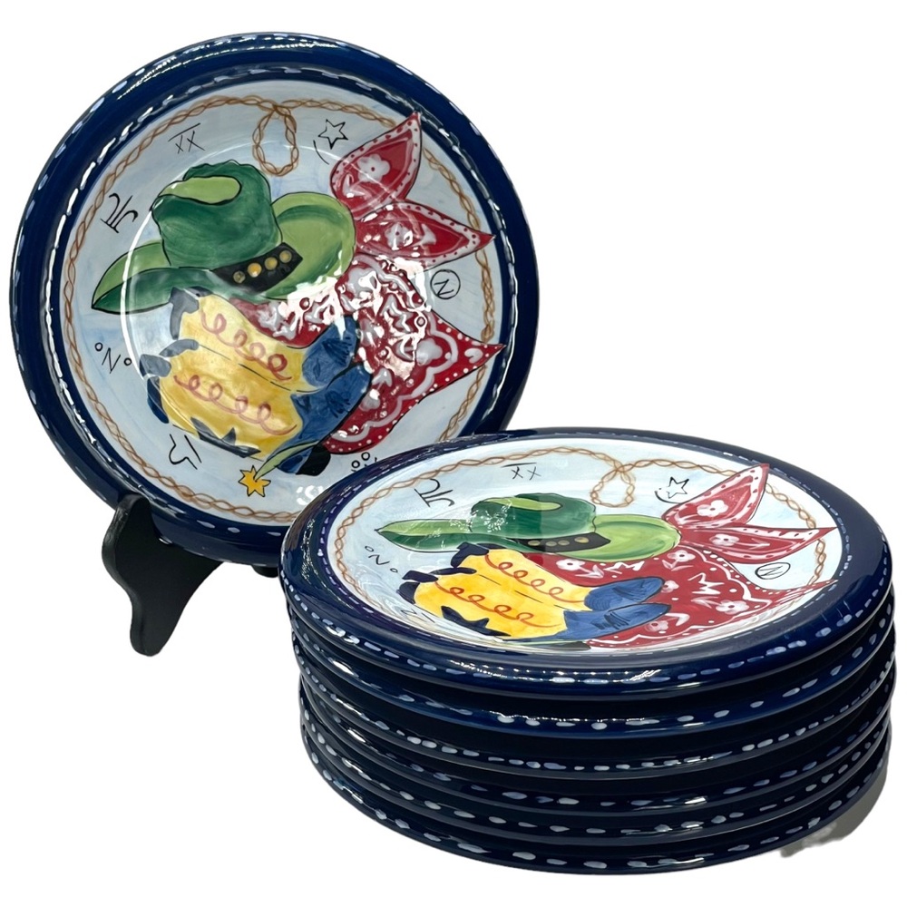 HausenWare Set of 7 Western Cowboy Boots Hat Designed by Mary Jane Mitchell 8"